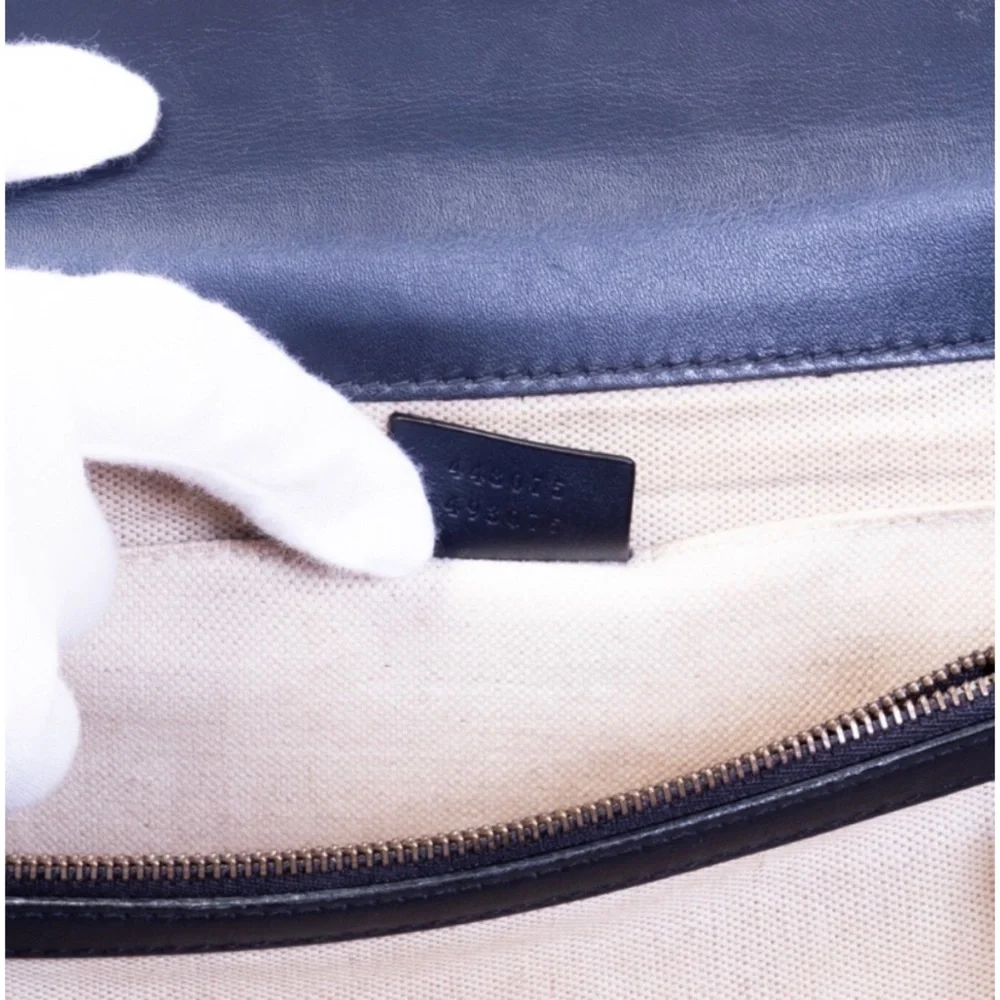 Gucci Dionysus Navy Striped Medium Bamboo Top Handle Bag - Picture 6 of 9